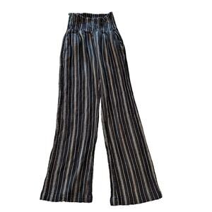 Billabong New Waves 2 Elastic Waist Wide Leg Pants High Rise Black Multi Small